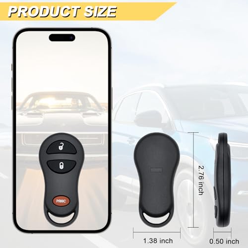 Vurkcy Key Fob Replacement for 2002-2005 Dodge Ram 1500 2500 3500/01-04 Dakota/ 01-03 Durango/ 99-03 Grand Caravan Town & Country/ 99-05 Voyager/ 01-02 Prowler, GQ43VT17T GO43VT13T, 3 Btn, 2Pcs - Image 4