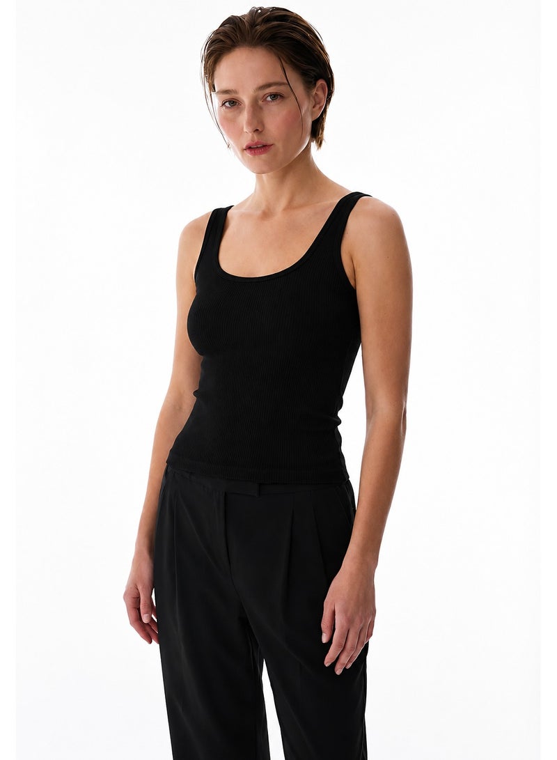 Penti Women Seamless Square Neck Black Top - Image 1