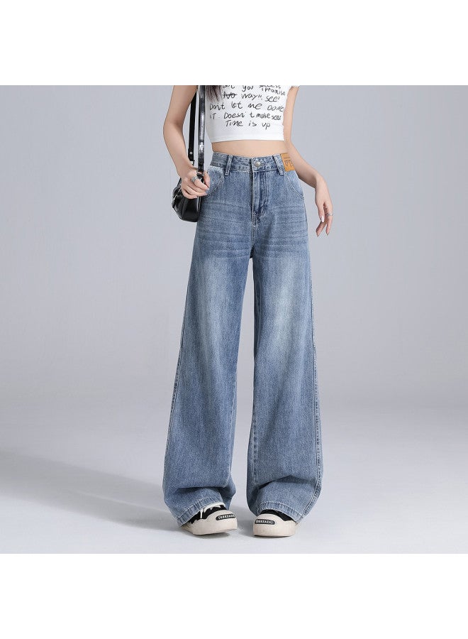 EPTISON Retro High Street Women'S Jeans, Autumn Trendy Brand, Versatile High-Waist Slimming Loose Washed Floor-Length Wide-Leg Pants - Image 2