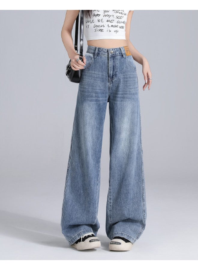 EPTISON Retro High Street Women'S Jeans, Autumn Trendy Brand, Versatile High-Waist Slimming Loose Washed Floor-Length Wide-Leg Pants - Image 1