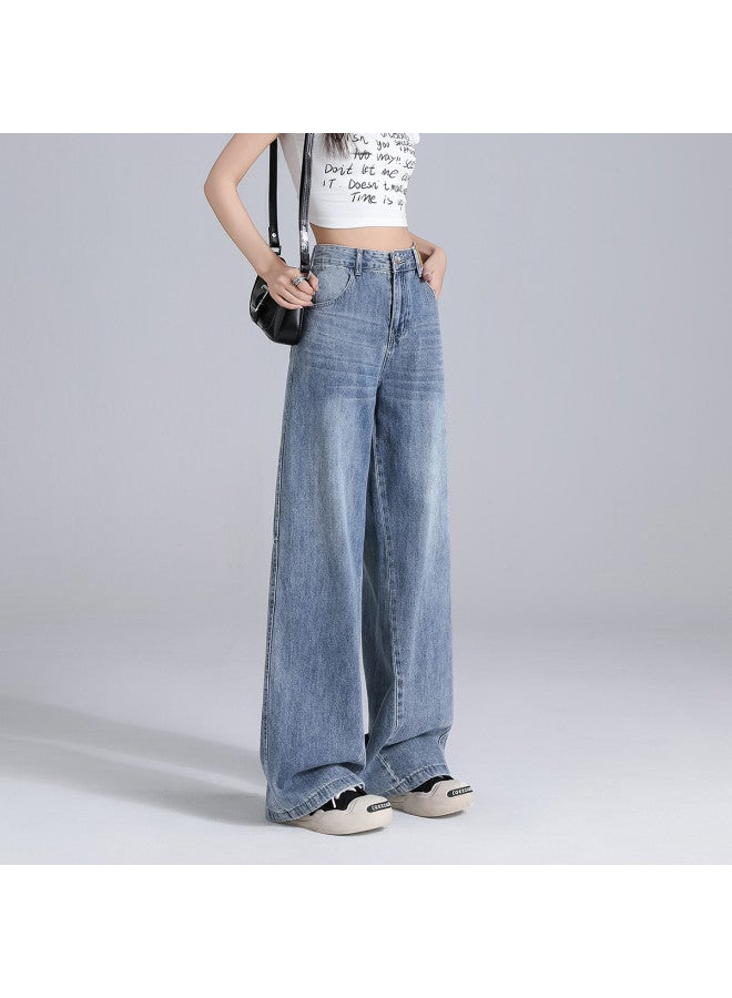 EPTISON Retro High Street Women'S Jeans, Autumn Trendy Brand, Versatile High-Waist Slimming Loose Washed Floor-Length Wide-Leg Pants - Image 5