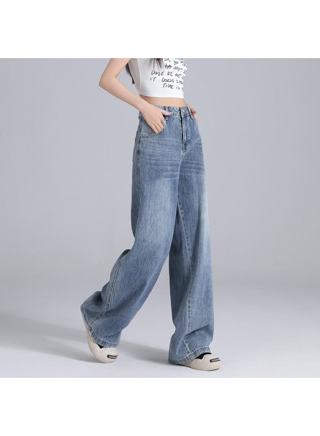 EPTISON Retro High Street Women'S Jeans, Autumn Trendy Brand, Versatile High-Waist Slimming Loose Washed Floor-Length Wide-Leg Pants - Image 4