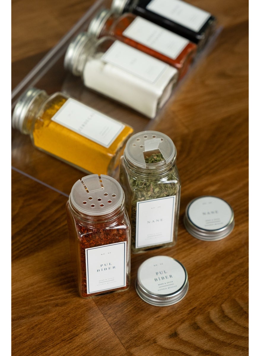Mienda Home - 36 Piece Transparent Plexiglass Stand Glass Lid Spice Jar Set with Label Brush Funnel Pen Gift - Image 1