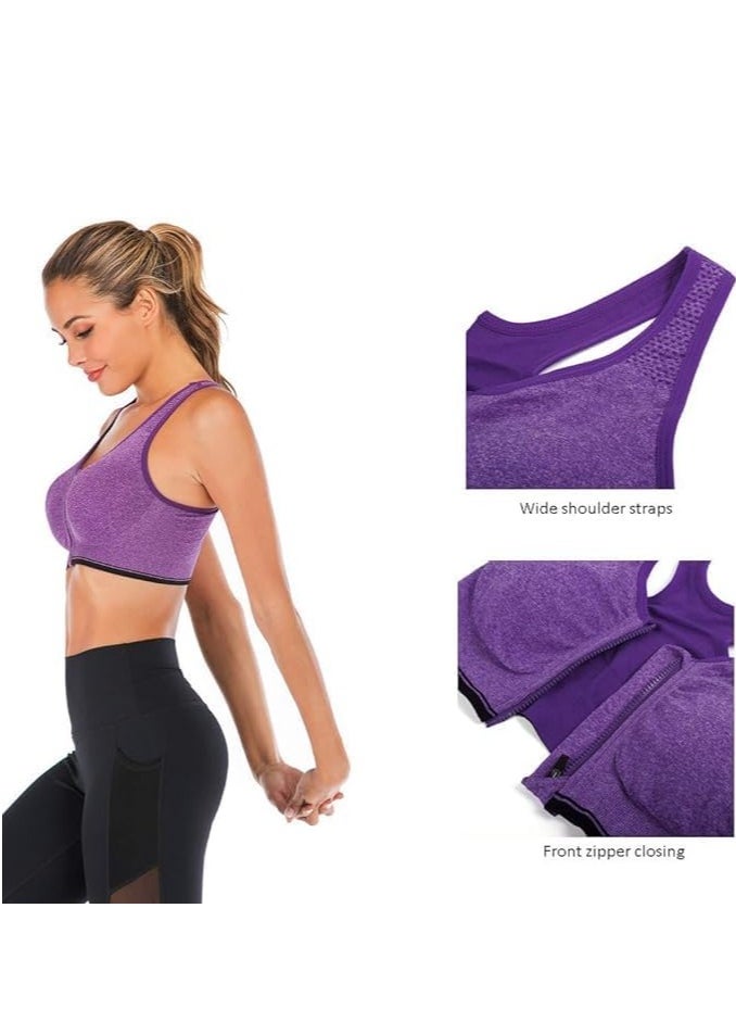 SHOWDAY Women's Zip Front Sports Bra Wireless Post-Surgery Bra Active Yoga Sports Bras Fitness Women's Sports Bra, Zip Front,Post-Surgery Active Yoga Gym Pilates Crossfit - pzsku/Z9D8EA558CC514D2B516BZ/45/_/1735044195/0d75ab9a-9a12-41c3-8e4e-c48ddff88930