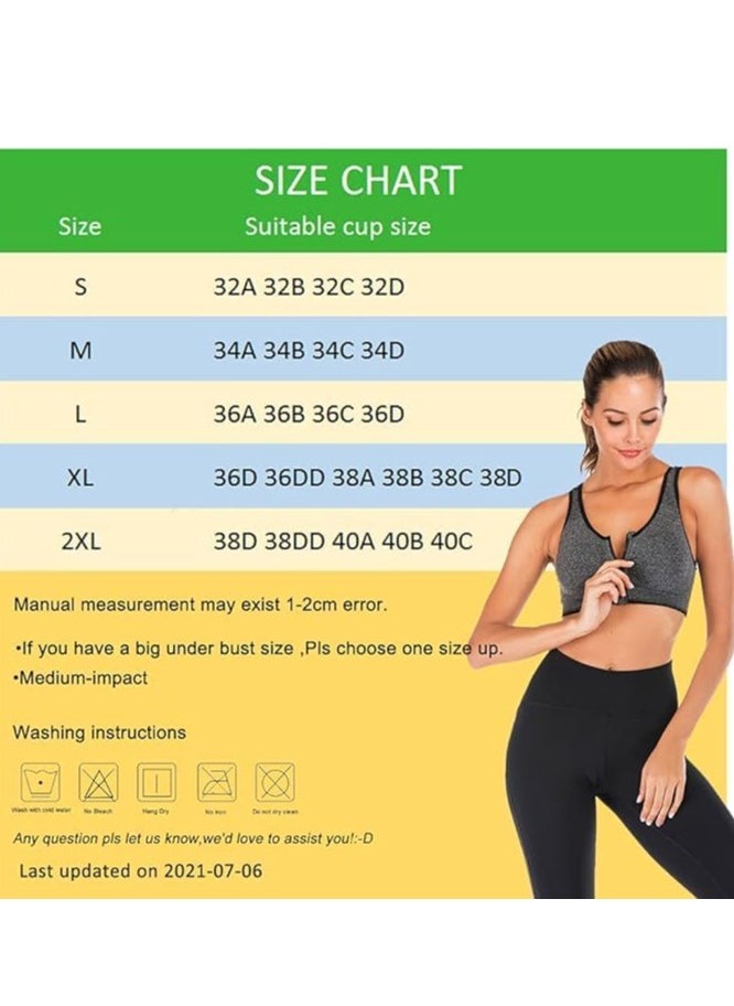 SHOWDAY Women's Zip Front Sports Bra Wireless Post-Surgery Bra Active Yoga Sports Bras Fitness Women's Sports Bra, Zip Front,Post-Surgery Active Yoga Gym Pilates Crossfit - pzsku/Z9D8EA558CC514D2B516BZ/45/_/1735044226/3f0ade0e-911e-4174-a993-02d7e0909d81