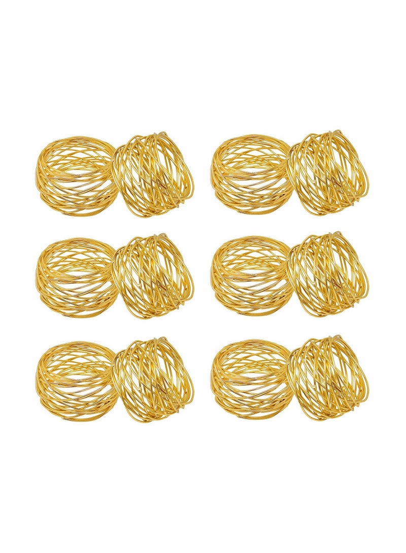 SYOSI Gold Mesh Metal Napkin Ring Holders Set of 12 for Dining Anniversary Birthday Candlelight Dinner Holiday Party of Table Setting Table Decoration Wedding Dining Table Decoration Setting  - Image 1