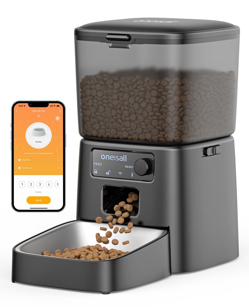 oneisall Automatic Cat Feeder, WiFi Cat Food Dispenser with App Control, Auto Cats Feeder Automatic for Dry Food, Smart Pet Food Dispenser with Portion Control for Small Pets Indoor - Image 1