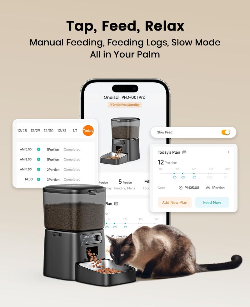 oneisall Automatic Cat Feeder, WiFi Cat Food Dispenser with App Control, Auto Cats Feeder Automatic for Dry Food, Smart Pet Food Dispenser with Portion Control for Small Pets Indoor - Image 4