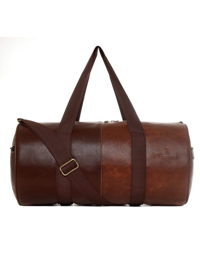 Bagneeds - Bagneeds Unisex PU-Leather Shoulder & Cross-Body Gym Bag ( 10 L , Brown-Tan) - Image 1