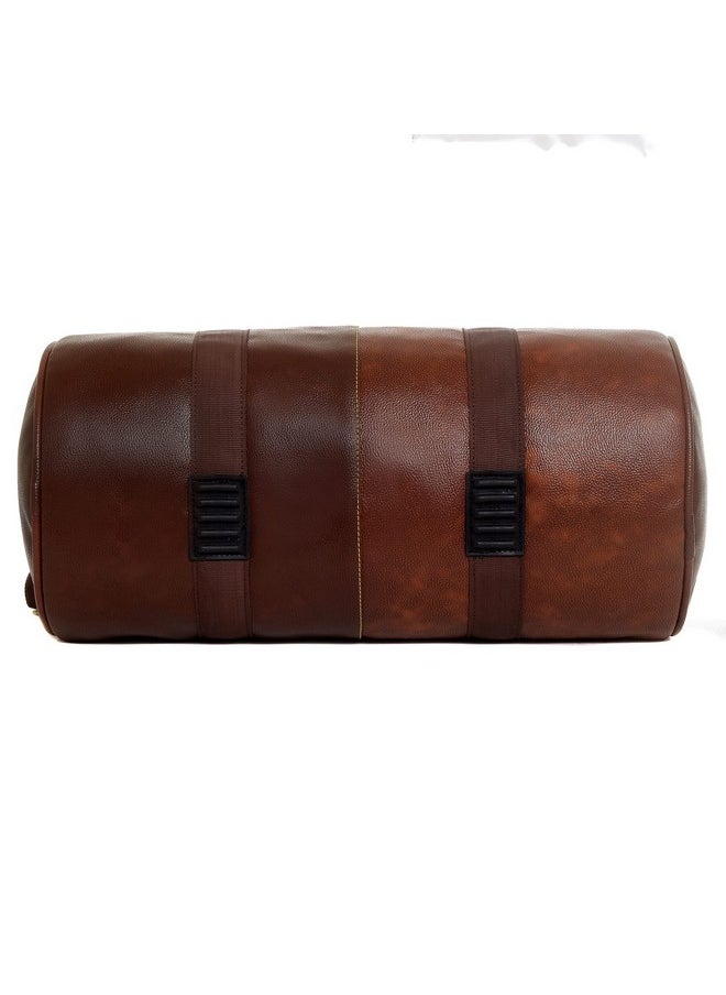 Bagneeds - Bagneeds Unisex PU-Leather Shoulder & Cross-Body Gym Bag ( 10 L , Brown-Tan) - Image 1