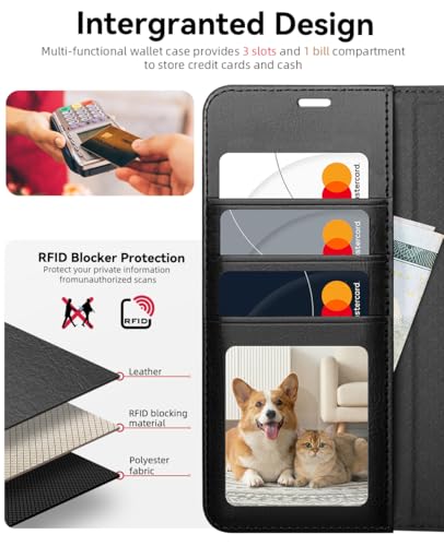 OCASE Compatible with Samsung Galaxy S26 Wallet Case, PU Leather Flip Folio Case with Card Holders RFID Blocking Kickstand [Shockproof TPU Inner Shell] Protective Phone Cover 2026, Black - Image 3