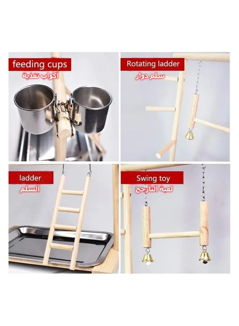 OMEVE Bird Perches Nest Play Stand, Gym Parrot Playground Play gym, Playpen Playstand Swing Bridge, Wood Climb Ladders Wooden Conures, Parakeet Macaw African bird - Image 2