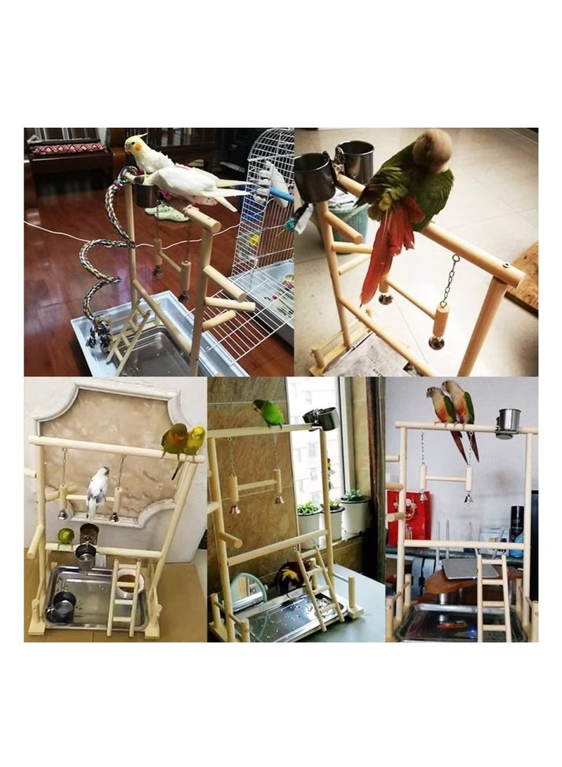 OMEVE Bird Perches Nest Play Stand, Gym Parrot Playground Play gym, Playpen Playstand Swing Bridge, Wood Climb Ladders Wooden Conures, Parakeet Macaw African bird - Image 5
