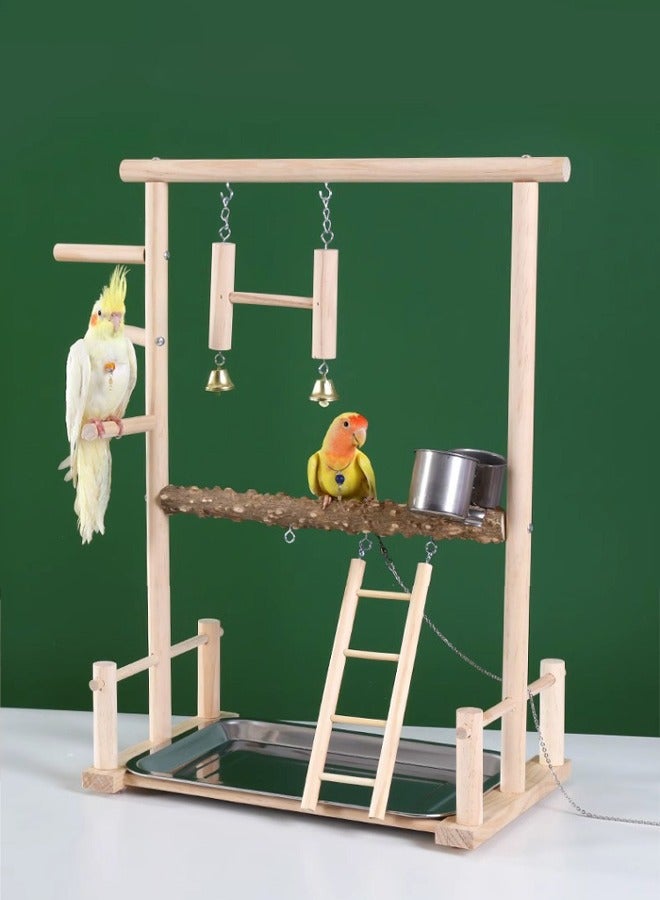OMEVE Bird Perches Nest Play Stand, Gym Parrot Playground Play gym, Playpen Playstand Swing Bridge, Wood Climb Ladders Wooden Conures, Parakeet Macaw African bird - Image 1