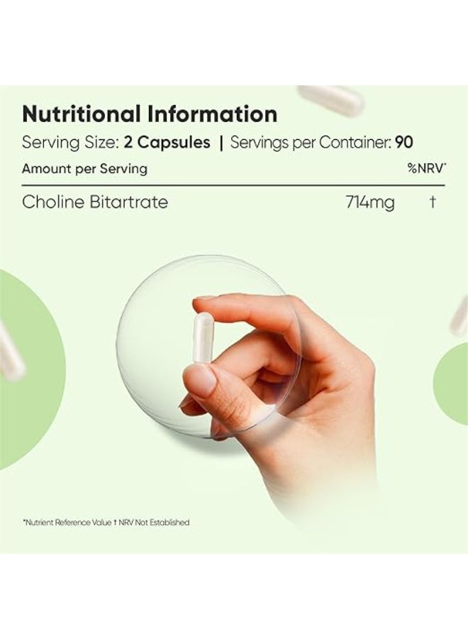 WeightWorld Choline Bitartrate 714mg – 180 Capsules | Made in UK | Supports Brain Function & Memory | Cognitive Performance | High Strength Formula - Image 4