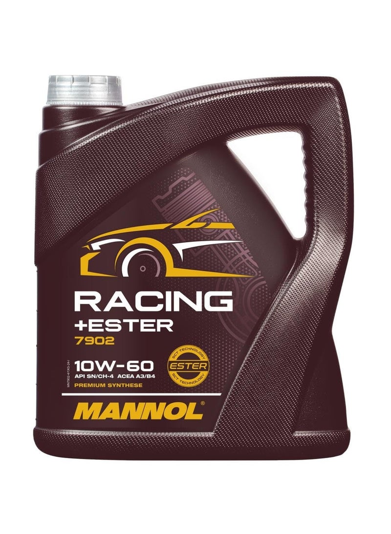 MANNOL 7902 (4L) Racing + Ester SAE 10W-60 API SN/CH-4 ACEA A3/B4 BI SYNTHETIC ENGINE FOR PETROL AND DIESEL ENGINES OF CARS - Image 1