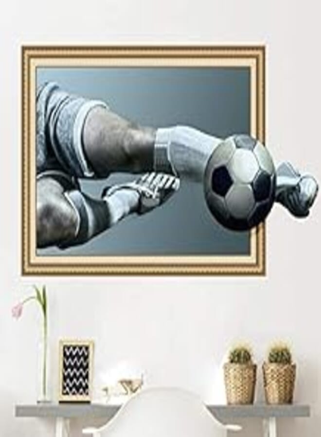 OR Broken Wall Football 3D Wall Stickers For Kids Fans Rooms Home Decor Art Pvc Wallpaper Art Soccer Wall Decals-8QZ1126 