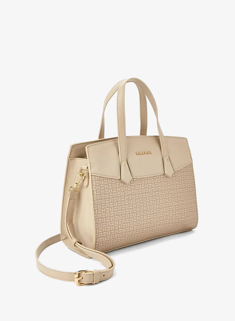 Flora Bella By Shoexpress Monogram Print Tote Bag with Double Handle and Zip Closure