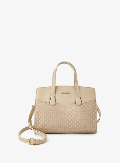 Flora Bella By Shoexpress Monogram Print Tote Bag with Double Handle and Zip Closure