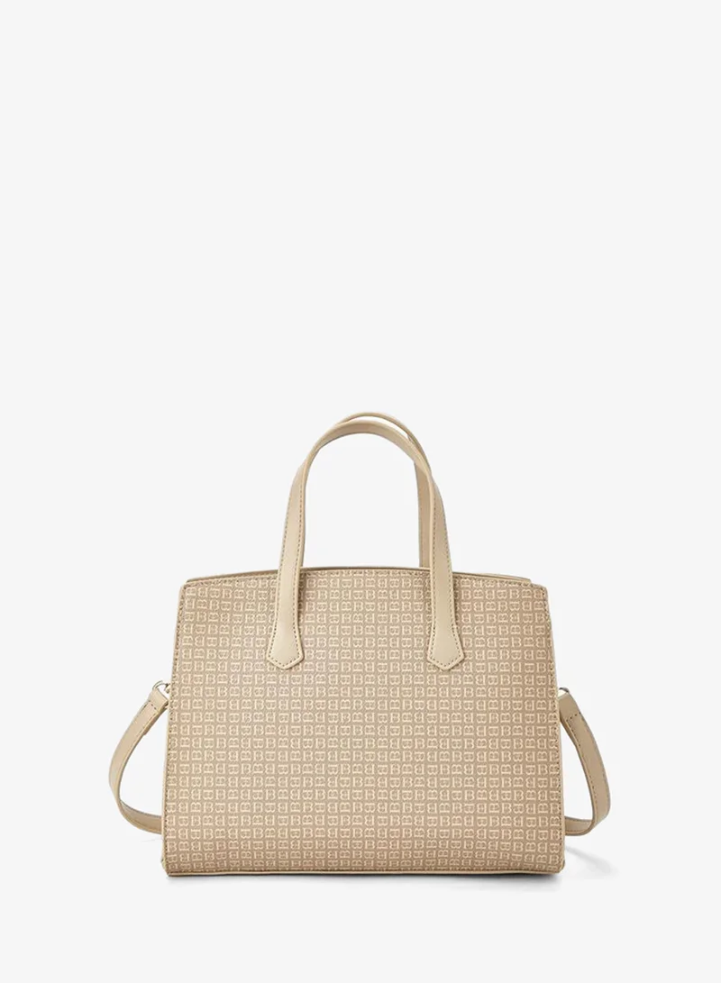 Flora Bella By Shoexpress Monogram Print Tote Bag with Double Handle and Zip Closure