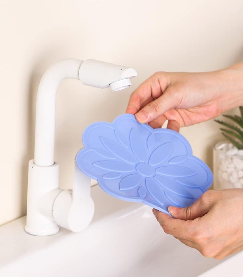 P Plus Fire Silicone Flower Trivet Flexible Durable Trivets Flexible Non Slip Large Coasters (Blue, Set of 6) - Image 4