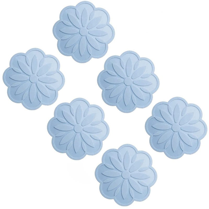 P Plus Fire Silicone Flower Trivet Flexible Durable Trivets Flexible Non Slip Large Coasters (Blue, Set of 6) - Image 1