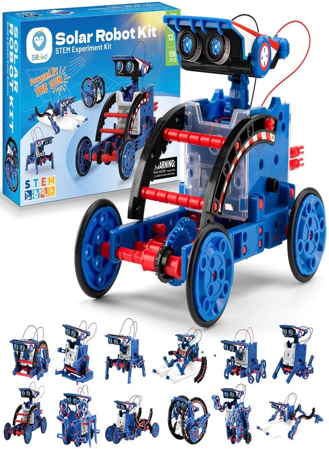 Sillbird Solar Robot Building Kit STEM Gift for Boys Aged 8-12, 12-in-1 DIY Science Educational Robotic Toys for Kids Teens Birthday, Powered by The Sun with 190 Pieces - Image 1