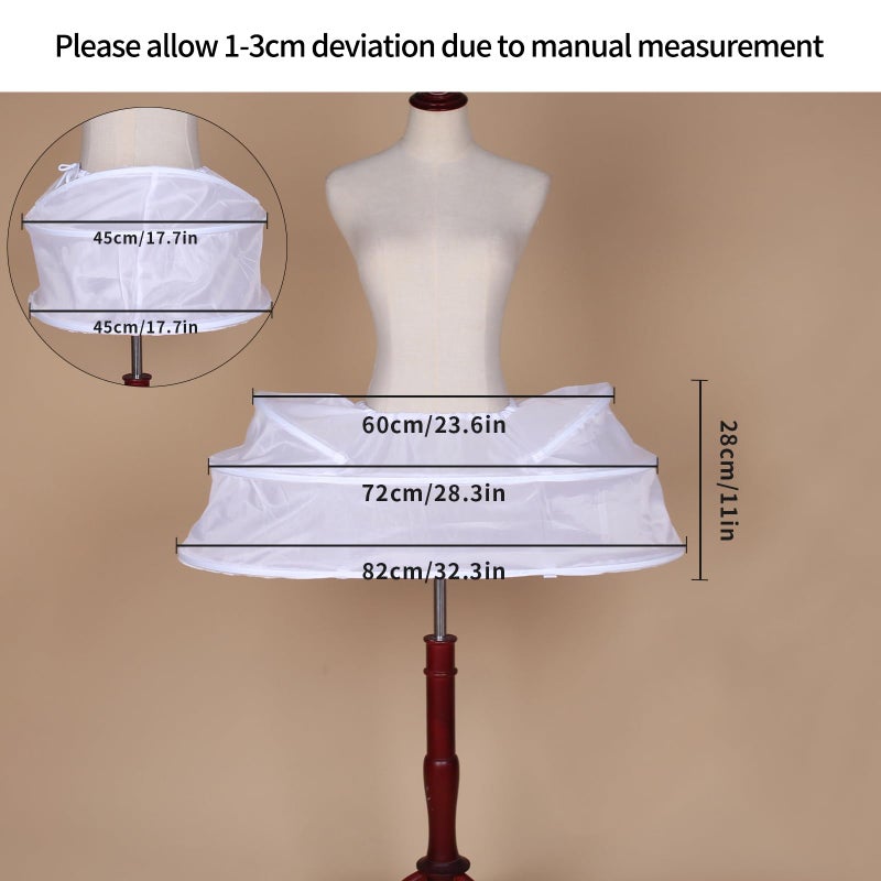 BBSET Women's 18th Century Pannier Underskirt Extra Wide 48"across -Victorian Bustle Hoop Skirt Crinoline Historical Marie Antoinetteite Costume Cage Pannier-Petticoat Skirt Crinoline - Image 3
