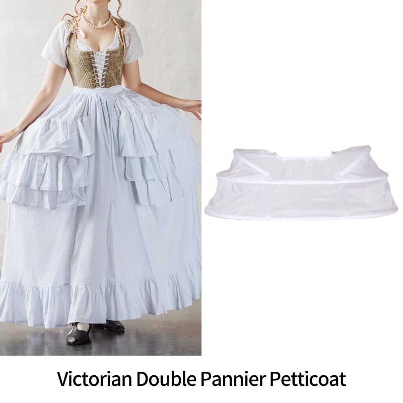 BBSET Women's 18th Century Pannier Underskirt Extra Wide 48"across -Victorian Bustle Hoop Skirt Crinoline Historical Marie Antoinetteite Costume Cage Pannier-Petticoat Skirt Crinoline - Image 2
