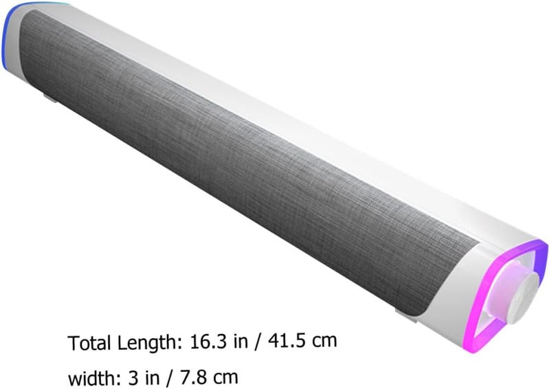 Wired Soundbar Dual Speaker Stereo Soundbar for Computer and Tablet Desktop Audio Speaker White - Image 2