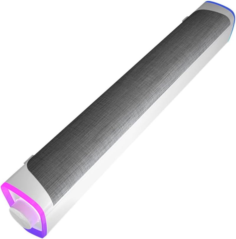 Wired Soundbar Dual Speaker Stereo Soundbar for Computer and Tablet Desktop Audio Speaker White - Image 1