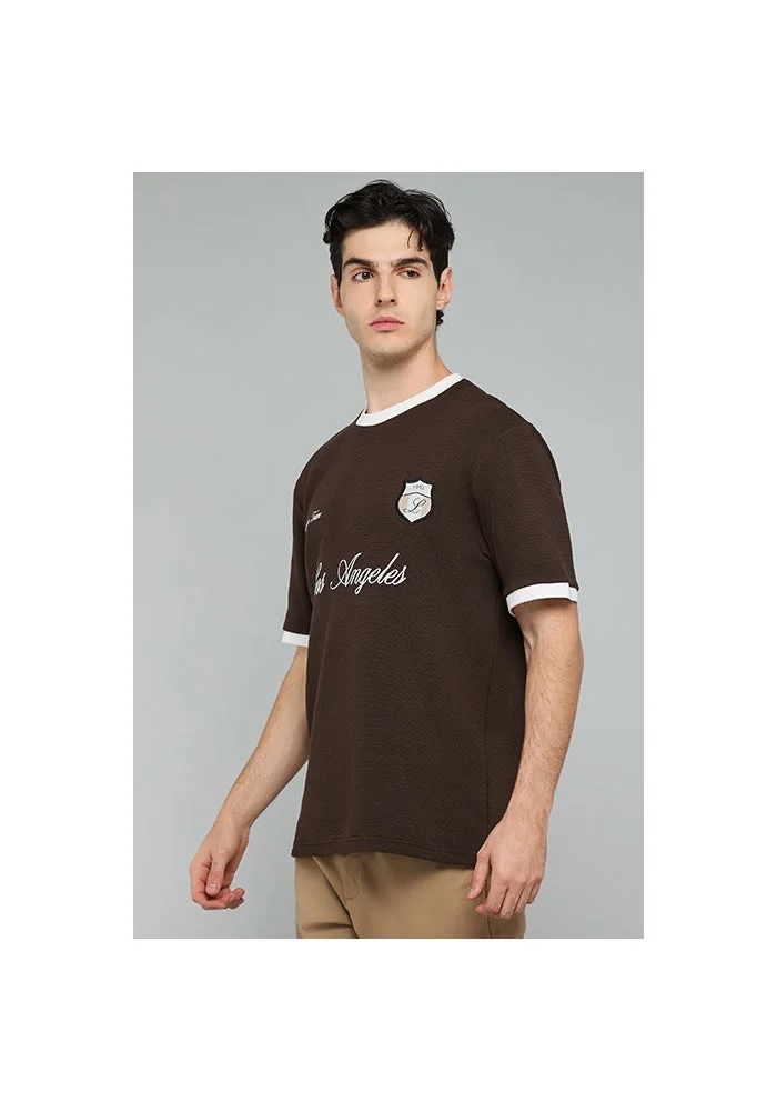 R&b Typography Print T-Shirt with Crew Neck and Short Sleeves