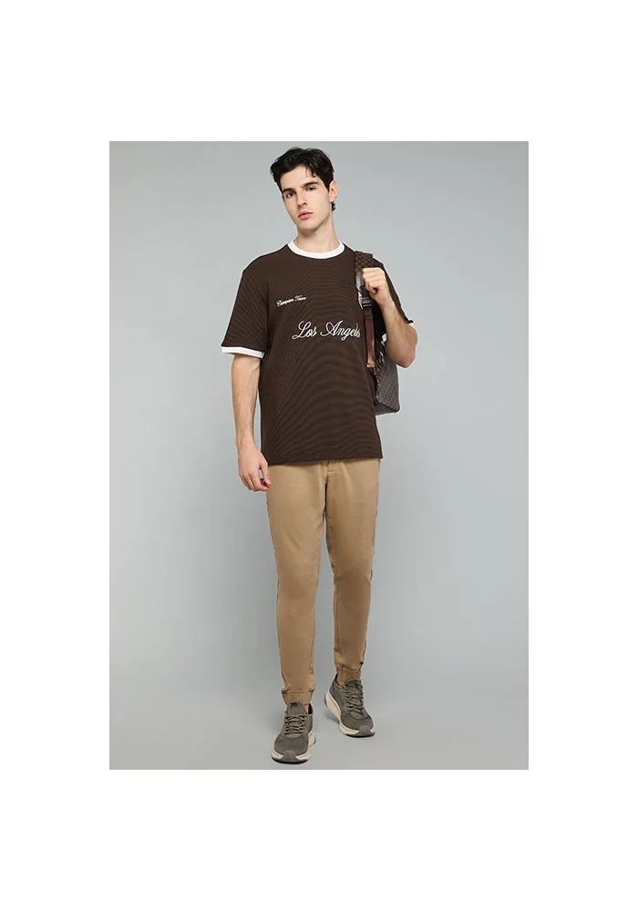 R&b  Typography Print T-Shirt with Crew Neck and Short Sleeves for Men | Best Price UAE