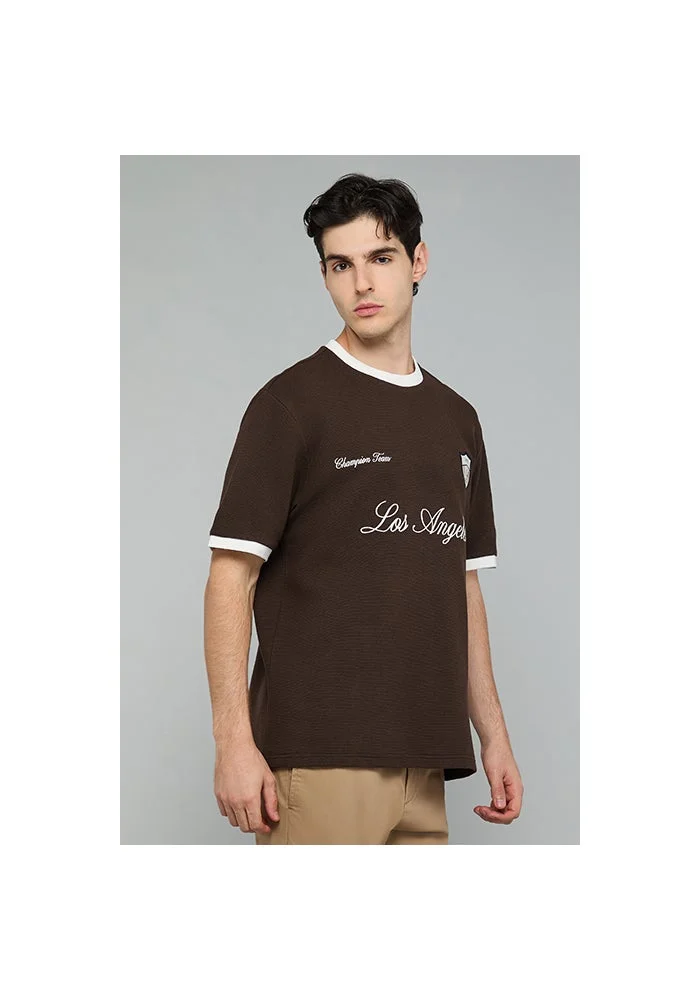 R&b  Typography Print T-Shirt with Crew Neck and Short Sleeves for Men | Best Price UAE