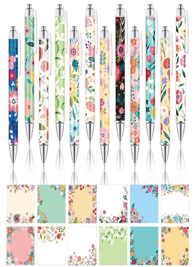 MALOKI 24 Pcs Floral Pens with Flower Sticky Notes Fancy Cute Ballpoint Pens for Women Girls Good Smooth Pens for Writing School Stationery Set for Office Party Supplies,Mother's Day Gift - Image 1