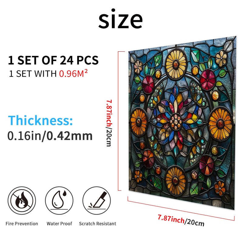 VIRANDA 24-Sheet Self Adhesive Tile Stickers Peel and Stick 7.87 x 7.87 inch Tile Decals Removable PVC Backsplash Decal for Kitchen Bathroom Living Room Fireplace Decor - Image 3