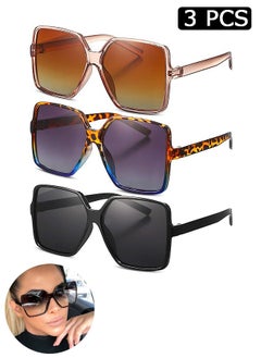 3 Pcs Square Sunglasses, Stylish Tinted Eyewear, Fashion Trend Vintage Sunglasses
