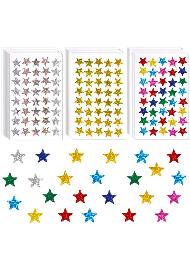 JANYUN 2240Pcs Metallic Glitter Foil Star Stickers Self-Adhesive Holographic Star Sticker Reward Labels for DIY Crafts Scrapbooking School Office Supplies (Star Style) - Image 1