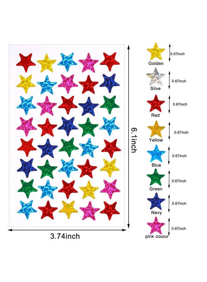 JANYUN 2240Pcs Metallic Glitter Foil Star Stickers Self-Adhesive Holographic Star Sticker Reward Labels for DIY Crafts Scrapbooking School Office Supplies (Star Style) - Image 2