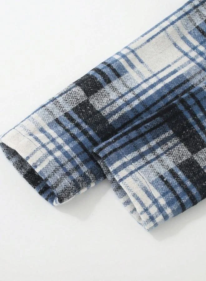 تايك تو جاكيت بياقة هودي وطبعة مربعات