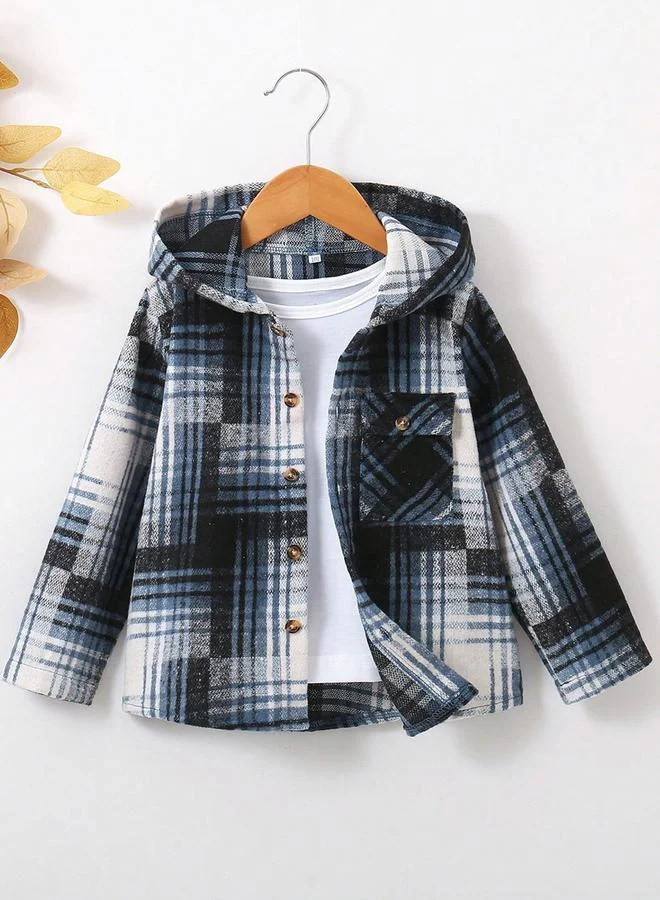 Take Two Take Two Boys Checked Hoodie Button Front Jacket