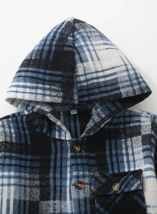 تايك تو جاكيت بياقة هودي وطبعة مربعات