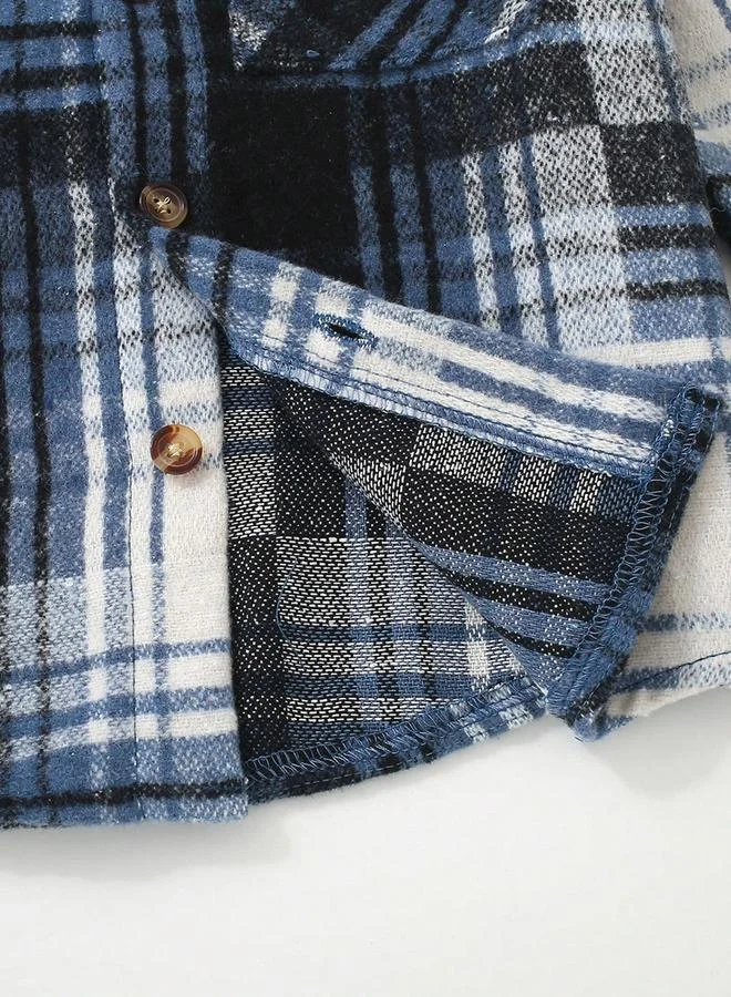 تايك تو جاكيت بياقة هودي وطبعة مربعات