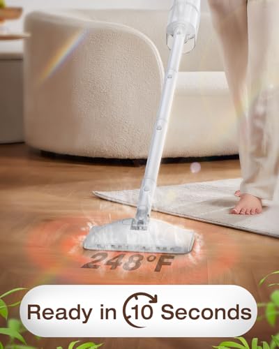 LABIGO 10-in-1 Steam Mop with Detachable Handheld Steamer, 350ml Tank, 10s Heat-Up, 248°F Steam Cleaner, 2-Level Control and Swivel Head for Floors, Carpets, Tiles, BBQ grill and Multi-Surface - Image 2