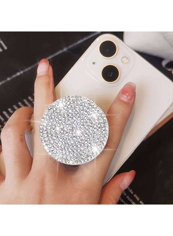 Pink Rhinestone Phone Stand Glittery Gemstone Adhesive Holder Foldable Durable Smartphone Accessory - Image 2