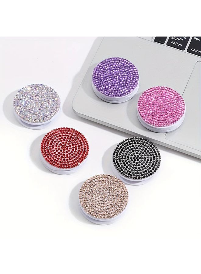 Pink Rhinestone Phone Stand Glittery Gemstone Adhesive Holder Foldable Durable Smartphone Accessory - Image 5