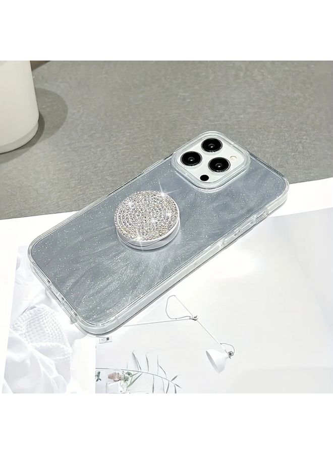 Pink Rhinestone Phone Stand Glittery Gemstone Adhesive Holder Foldable Durable Smartphone Accessory - Image 4