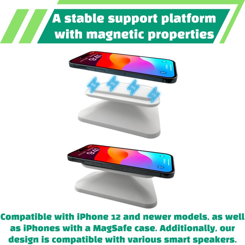 Sintron Adjustable Magnetic Stand Mount for Shá´w 8 3rd gen, Smart Display Stand Holder with 360 Degree Rotation, Swivel & Tilt Function, Anti-Slip Base - White Compatible with iPhone 12 & newer models - Image 5