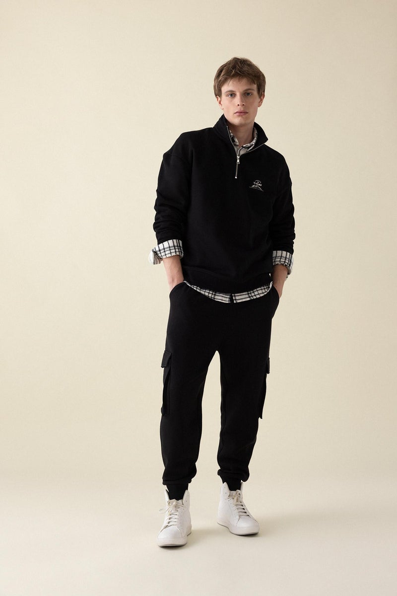 DeFacto Black Man Regular Fit Flexible Leg Cargo Sweatpants Casual - Image 3