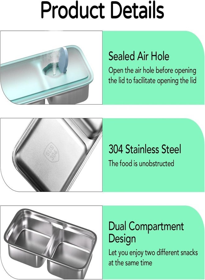COLBEX Stainless Steel Bento Boxes, 900ML - 2 Compartments Food Storage Containers Snack Boxes with Leakproof Lids, Divided Meal Prep Lunch Box Food Container Dishwasher Safe, Grab and Go Container - Image 4